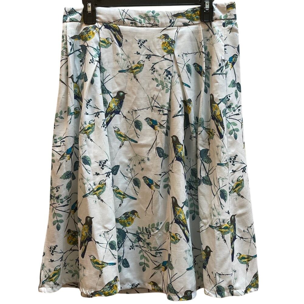 Women Skirt - Stretchy Waist - Size L - Bird Nature Spring